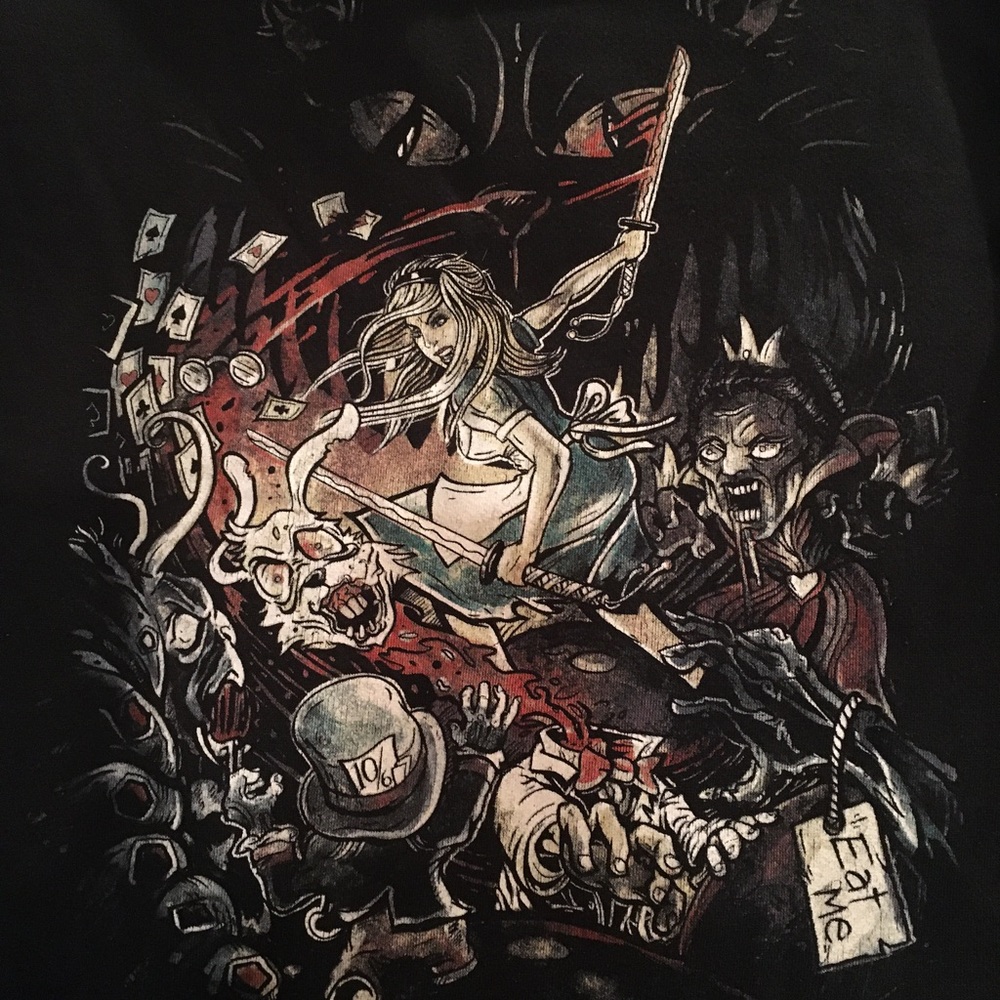 Alice and Zombies In Wonderland Unisex! Black hooded sweatshirt 🧟‍♂️ 🧟‍♀️🧟
